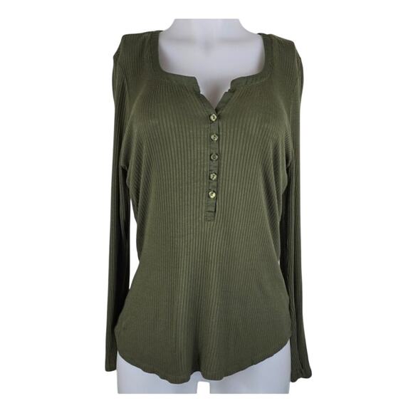 Venus Hunter Green Ribbed Long Sleeve Lightweight Athletic Women'sTop XL - Picture 1 of 4